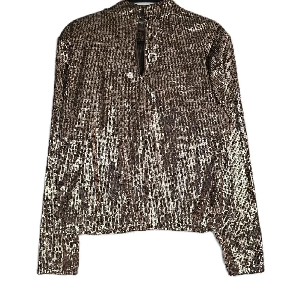 Cara Santana Nine West Gold Sequin Top XXL - Picture 3 of 5
